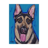 סימן מסחרי אמנות 'רועה גרמנית הבעה כחול 2' בד אמנות על ידי היפי כלבם אולפני