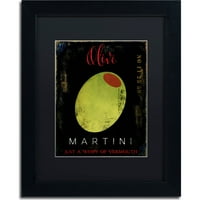 סימן מסחרי אמנות זית מרטיני i אמנות בד לפי מאפייה צבעונית, מט שחור, מסגרת שחורה