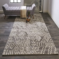 שטיח צמר במצוקה מבריק של פאלטז, לבן אפור אדים, שטיח מבטא של 2 רגל 3 רגל