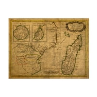 אדום אטלס עיצובים 'עשהמזרח אפריקה 1770' בד אמנות