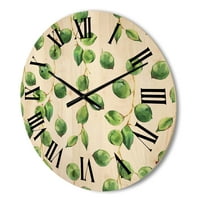 עיצוב 'עלים ירוקים טרופיים פטרן על שעון קיר עץ טרופי לבן