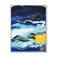 עיצוב 'קומפוזיציה מופשטת בכחול וצהוב VIII' מודרני מודרני קיר אמנות קיר הדפס