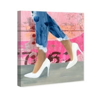 מסלול שדרת אופנה גלאם קיר אמנות בד הדפסי 'ללכת את קירות' נעליים-כחול, ורוד