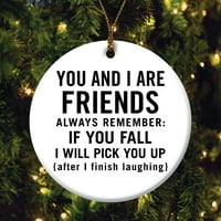 כוכב לכת בהתאמה אישית אתה ואני חברים קישוט עץ חג המולד עם הומור ידידותי על קישוט עגול חרסינה
