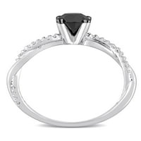 1- קראט T.W. יהלום שחור לבן 14KT טבעת אירוסין קרוסאובר זהב לבן