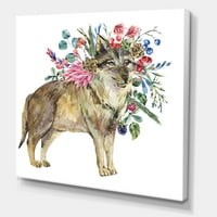 עיצוב 'זאב עם פרחי יער