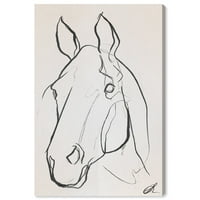 סטודיו Wynwood 'Stallion Sketch III' בעלי חיים דפוס קיר קיר קיר - שחור, לבן, 20 30