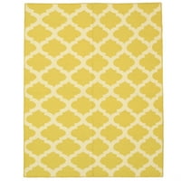 DM93yl צמר בעבודת יד שטיח קילמים מרוקאי הפיך, 10 '14', צהוב