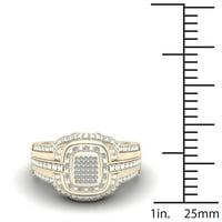 Imperial 1 10ct TDW יהלום 10K טבעת אירוסין הילה זהב צהוב