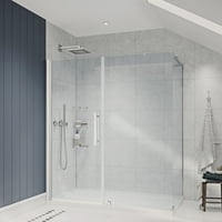 Ove Decors Pasadena 60in. L 32in. W 72in. ערכת מקלחת פינתית עם דלתות מקלחת ללא מסגרות כרום W מדפים ותבנית