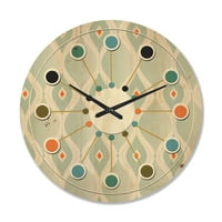 עיצוב 'מופשט רטרו טיפות VII' שעון קיר עץ מודרני של אמצע המאה