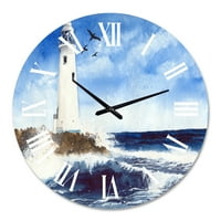 עיצוב 'מגדלור' באי הרוקי עם שעון הקיר הימי והחוף של שחפים