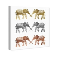 וינווד סטודיו חיות קיר אמנות בד הדפסת 'פיל העולם' גן חיות וחיות בר-זהב, אפור