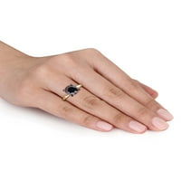 קראט T.W. יהלום שחור 14KT טבעת אירוסין סוליטייר צהוב