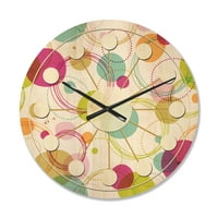 עיצוב עיצוב 'עיצוב מעגלי רטרו דפוס II' שעון קיר עץ מודרני של אמצע המאה