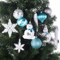 זמן חג סמלים איקוניים של קישוטי חג המולד חסרי חג המולד, טורקיז, לבן וכסף, ספירה