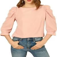 מציאות ייחודיות של נשים וינטג 'שרוול נפוח עגול צוואר סופר סוודר חולצה חולצה