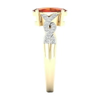 אבן חן קיסרית 10K צהוב זהב סגלגל סגלגל מדירה Citrine CT TW טבעת אופנה לנשים יהלום
