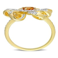 Miabella's Carat T.G.W. מדירה סיטרין וטופז לבן 18KT טבעת פרחי כסף סטרלינג זהב צהוב