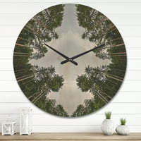 עיצוב 'הרכב מעגל של עצי יער מחטניים' שעון קיר עץ מודרני