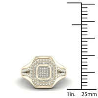 1 8ct TDW יהלום 10K צורת צורת זהב צהוב צורה אשכול טבעת אירוסין