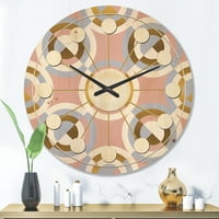 עיצוב 'צורות גיאומטריות מעגליות דפוס רטרו i' שעון קיר עץ מודרני של אמצע המאה